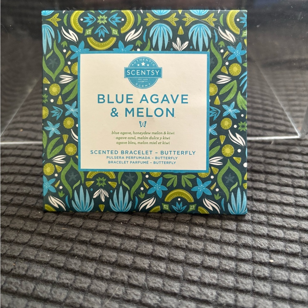 Scentsy Blue Agave & Melon Scented Bracelet - Green and Blue Pattern